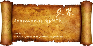 Jaszovszky Nyék névjegykártya